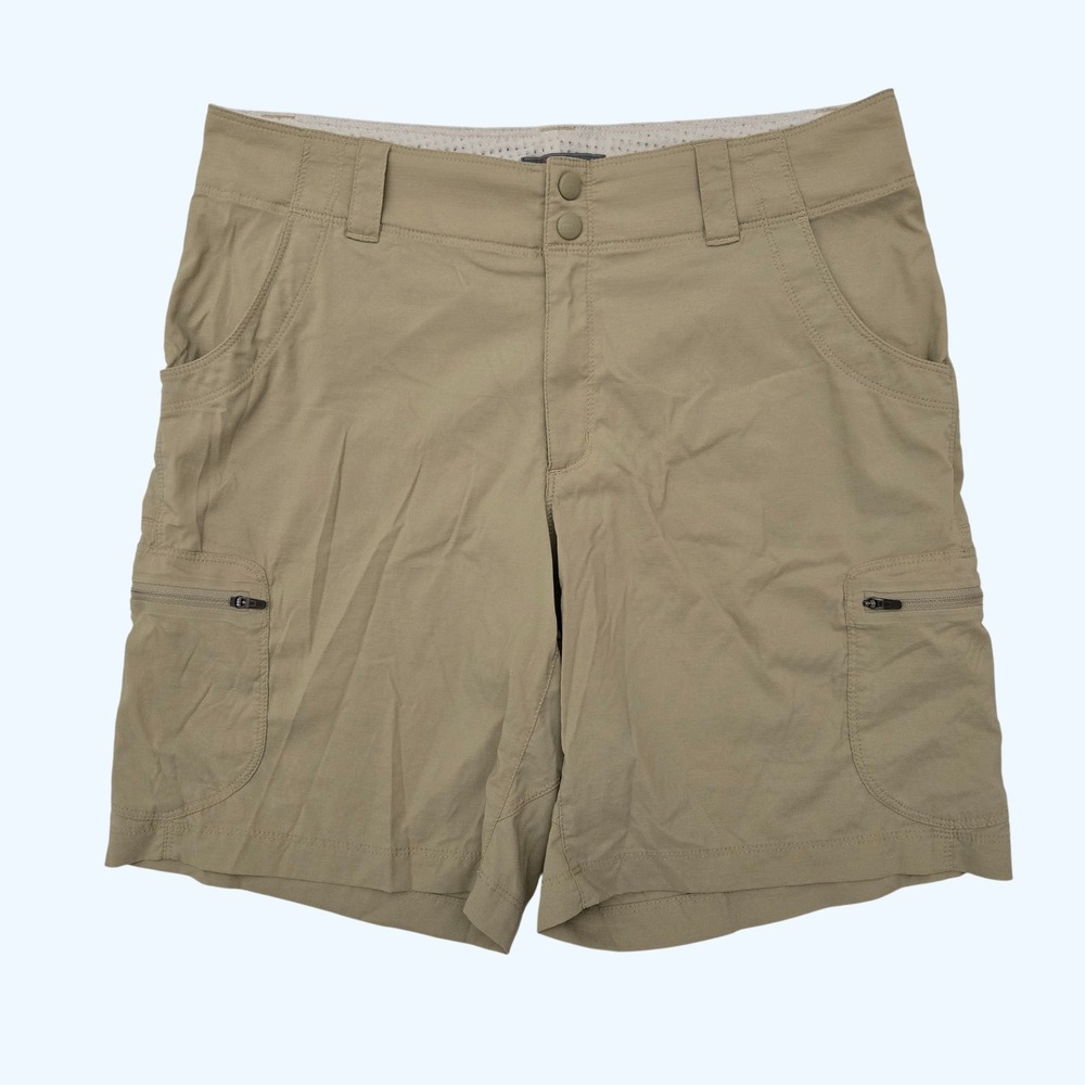 LL Bean Vista Trekking Shorts Womens 10 Khaki Ripstop Cargo Hiking 280427 READ